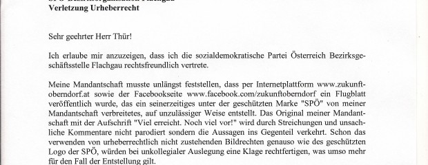 Brief vom SPÖ-Anwalt