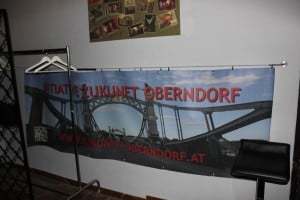 Unser Banner der Initiative Zukunft Oberndorf bei seinem ersten Einsatz