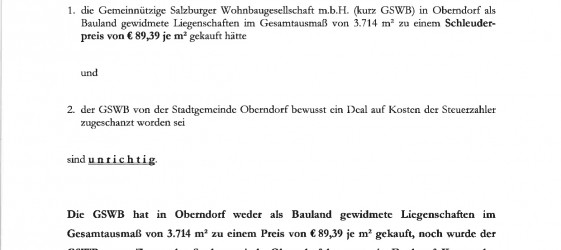 Gegendarstellung GSWB