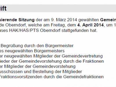 Niederschrift konstituierende Sitzung 04.04.2014