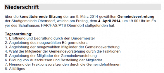 Niederschrift konstituierende Sitzung 04.04.2014