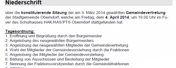 Niederschrift konstituierende Sitzung 04.04.2014