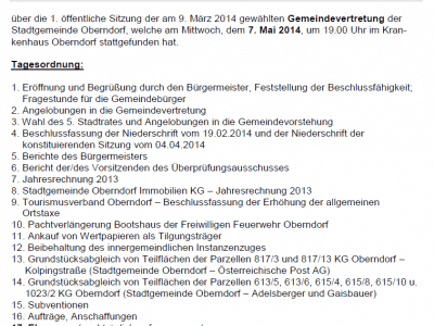 Niederschrift Gemeindevertretung 07.05.2014