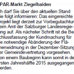 Spar Ziegelhaiden - Begutachtung Land Salzburg